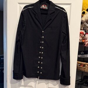 Vintage Lip Service Men’s Goth Pinstripe Jacket Size XL Authentic RN79627